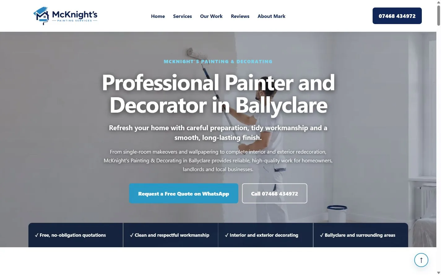 Preview of the LocalWebHQ painter and decorator website design